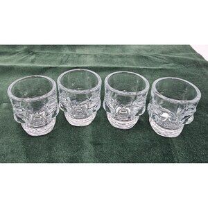 Set Of 4 Skull-Shaped Transparent Glass Shot Glasses - 2 Oz Capacity Halloween